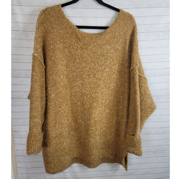 Free People Moira Wool-Blend Slouchy Tunic Sweater in Honeycomb, sz Small - Picture 1 of 13